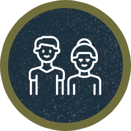 An illustrated icon of a man and a woman.