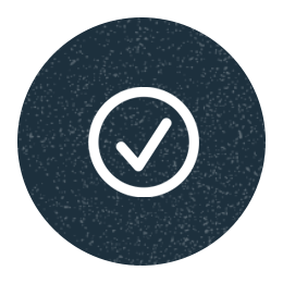 An illustrated icon of a circle with a check mark at the center.